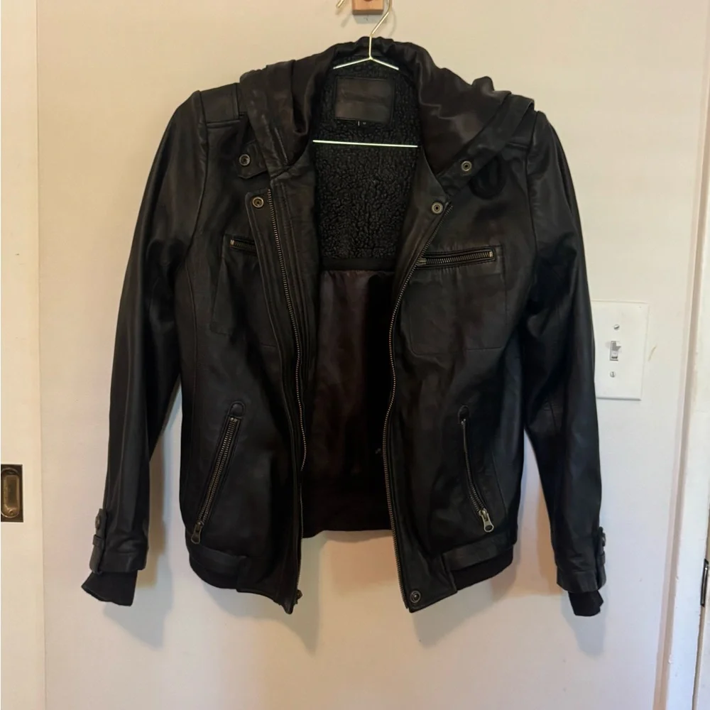 THE ST MORITZ HOODIE - BLACK LEATHER NWOT - Picture 6 of 8